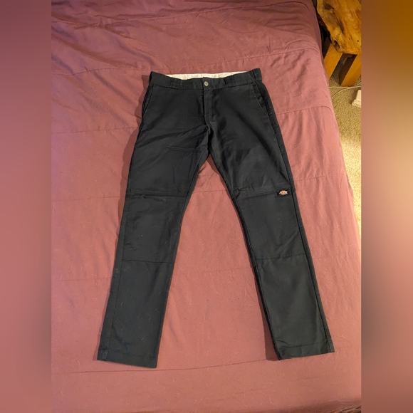 Dickies Skinny Fit Double Knee Work Pants 33x32 Dark Navy - Picture 3 of 4